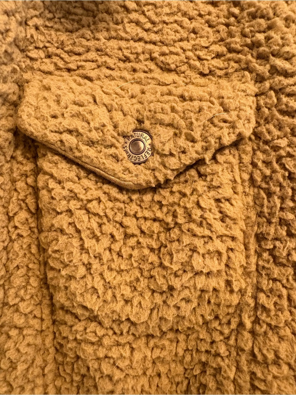 Natural Reflections Sherpa Fleece Trucker Jacket Camel Brown women’s small NWT - Picture 6 of 17